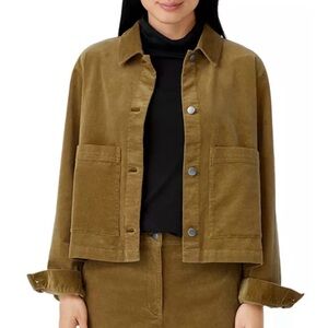 Eileen Fisher Organic Cotton Stretch Corduroy Jacket in Mustard, Size XS